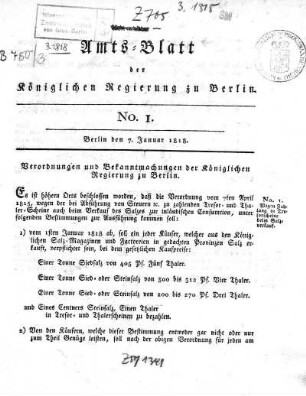 No. 1, 7. Januar 1818