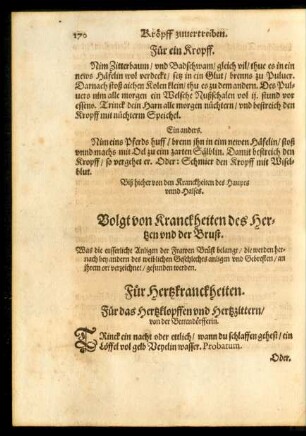 Volgt von Kranckheiten des Hertzen und der Brust.