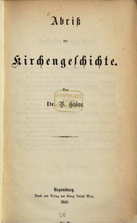 Abriß der Kirchengeschichte