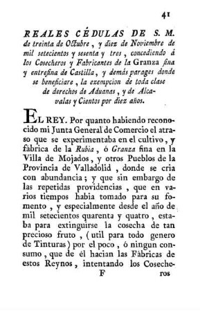 Reales cédulas de S.M. de treinta de Octubre...