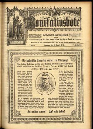 Erste Ausgabe vom Sonntag, den 09. August 1903.