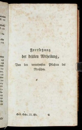 Fortsetzung der dritten Abtheilung, Von den vornehmsten Pflichten des Menschen.