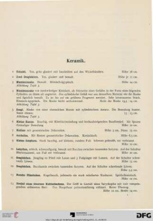 Keramik (Nr. 1-84)