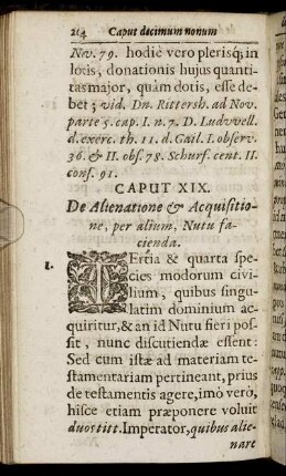Caput XIX. De Alienatione & Acquisitione, per alium, Nutu facienda.