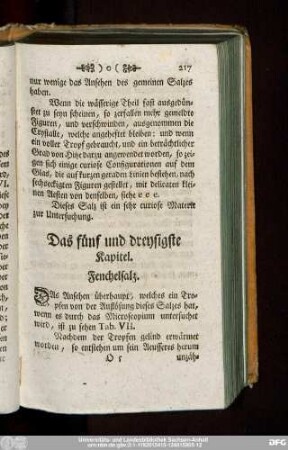 Das fünf und dreysigste Kapitel. Fenchelsalz.