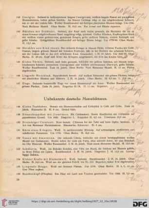 Unbekannte deutsche Manufakturen (Nr. 148-174)