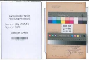 Entnazifizierung Arnold Baecker , geb. 11.08.1905 (Postsekretaer)