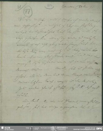 Eigenh. Brief mit Nachschrift von Julie Schlegel von Johann Carl Fürchtegott Schlegel an August Wilhelm von Schlegel, Hannover, 22.11.1795
