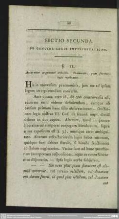 Sectio Secunda, De Genuina Legis Interpretatione