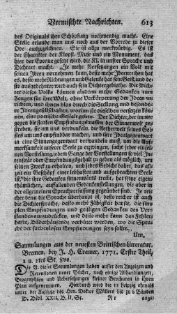 Sammlungen aus der neuesten brittischen Litteratur. Bd.1.