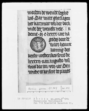 Sächsische Weltchronik (bis zum Jahre 1229) — Heinrich 6., Folio 114recto