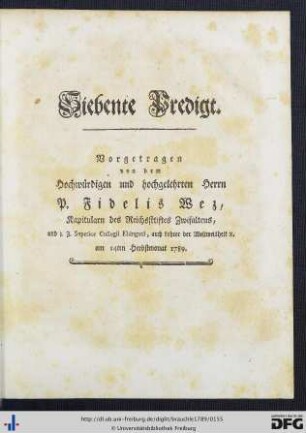 Siebente Predigt.