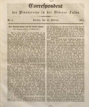 Nr. 4. Fulda, den 15. Februar 1851.