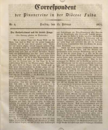 Nr. 4. Fulda, den 15. Februar 1851.