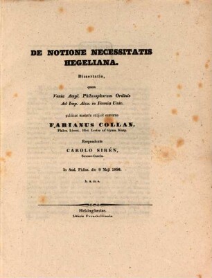 De notione necessitatis Hegeliana
