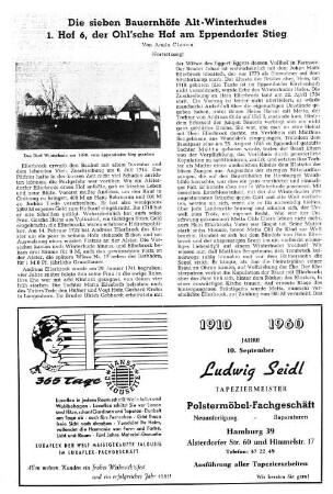 Die sieben Bauernhöfe Alt-Winterhudes 1. Hof 6, der Ohl'sche Hof am Eppendorfer Stieg