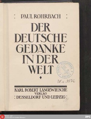 Der deutsche Gedanke in der Welt