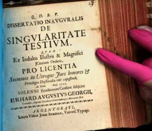 Diss. inaug. de singularitate testium