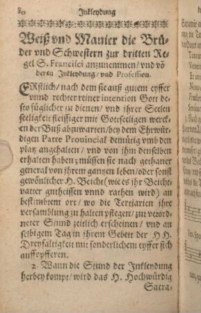 Weiß vnd Manier die Brüder vnd Schwestern zur dritten Regel S. Francisci anzunemmen, vnd vo[n] deren Inkleydung, vnd Profession.