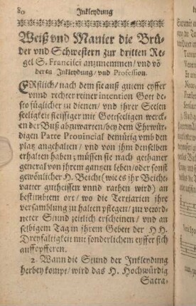 Weiß vnd Manier die Brüder vnd Schwestern zur dritten Regel S. Francisci anzunemmen, vnd vo[n] deren Inkleydung, vnd Profession.