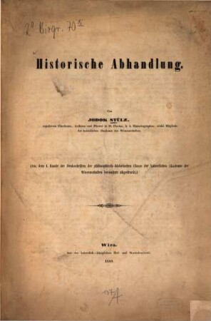 Historische Abhandlung : [Propst Gerhoch I. von Reichersberg ; (vorgetragen in der Sitzung der philosophisch-historischen Classe am 26. April 1848)]