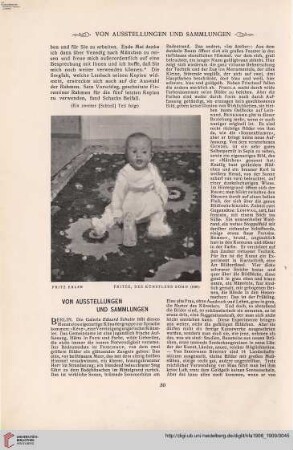Personal- u. Atelier-Nachrichten - Von Ausstellungen und Sammlungen - Denkmäler - Kunstliteratur