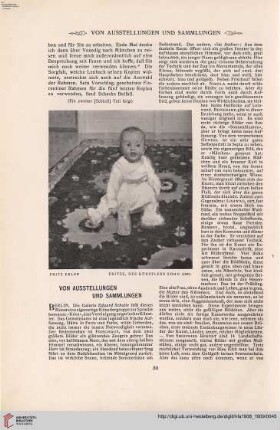 Personal- u. Atelier-Nachrichten - Von Ausstellungen und Sammlungen - Denkmäler - Kunstliteratur