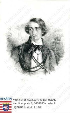 Louis, Friedrich Anton (1818-1889) / Porträt als Gießener Rhenane, mit Widmung an F. Ihrig, Brustbild