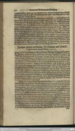 Mandat wegen verbotener Werbungen und Durchzüge frembder Kriegs-Völcker Anno 1654