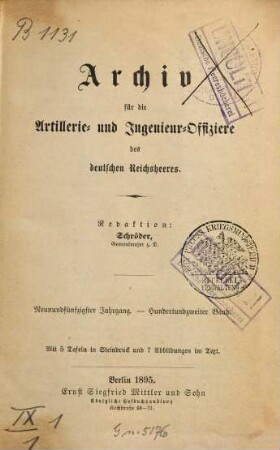 Archiv für die Artillerie- und Ingenieur-Offiziere des deutschen Reichsheeres. 102 = Jg. 59. 1895