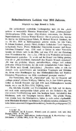 Schulmeisters Leiden vor 200 Jahren