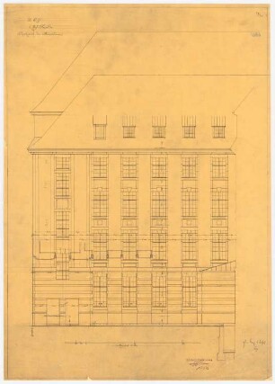 AEG-Hauptverwaltungsgebäude, Berlin: Hauptgebäude: Fassadenteilansicht der Rückseite, 1:50