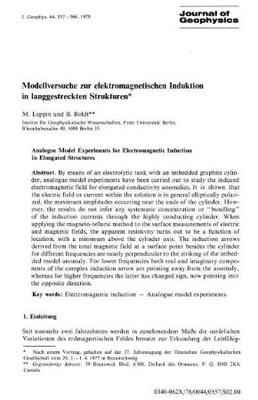 Modellversuche zur elektromagnetischen Induktion in langgestreckten Strukturen