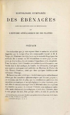 Histologie comparée des Ébénacées dans les rapports avec la morphologie et l'histoire généalogique de ces plantes