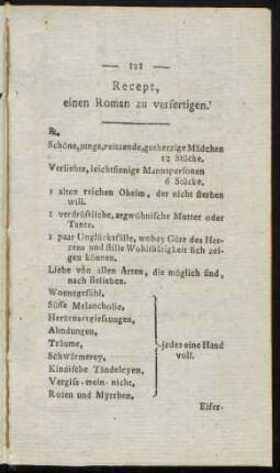 Recept, einen Roman zu verfertigen