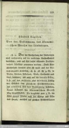 Fünftes Capitel. Von der Bestimmung des ökonomischen Werths der Ländereyen