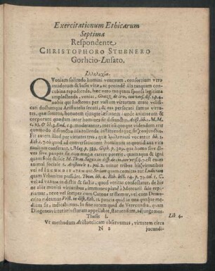 Exercitationum Ethicarum Septima Respondente Christophoro Stubnero Gorlicio-Lusato.