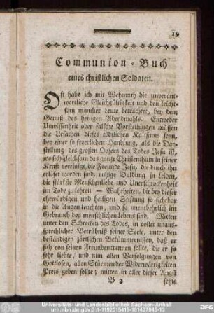 Communion-Buch eines christlichen Soldaten.