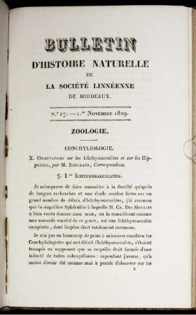 No. 17. - 1er Novembre 1829. Zoologie.