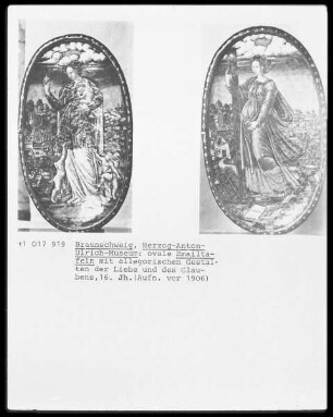Emailtafeln mit Allegorien der Liebe und des Glaubens