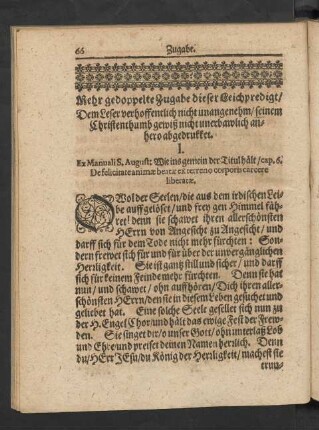 Mehr gedoppelte Zugabe dieser Leichpredigt/ [...]