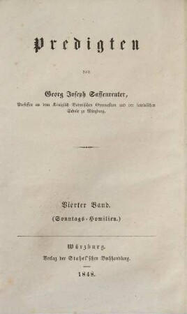 Predigten, 4. Homilien über die Episteln auf alle Sonntage des katholischen Kirchenjahres ; 1, Vom Advent bis Pfingsten