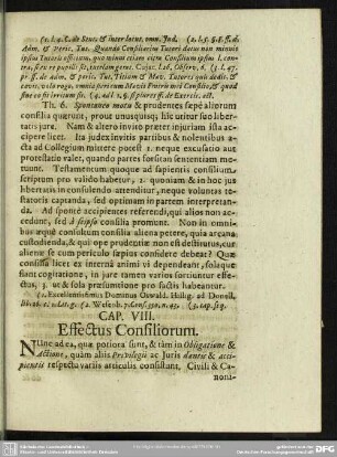 Cap. VIII. Effectus Consiliorum