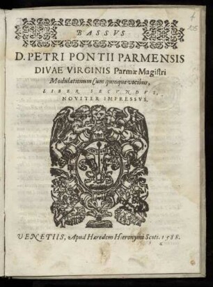 Pietro Pontio: Modulationum cum quinque vocibus, Liber secundus. Bassus