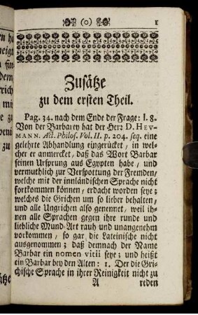 Zusätze zu dem ersten Theil.