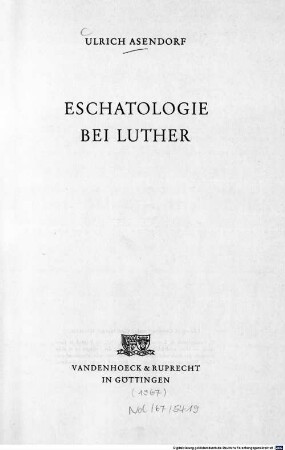 Eschatologie bei Luther