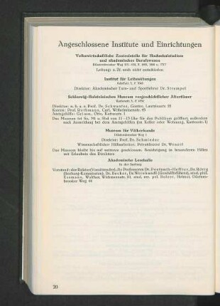 Angeschlossene Institute und Einrichtungen