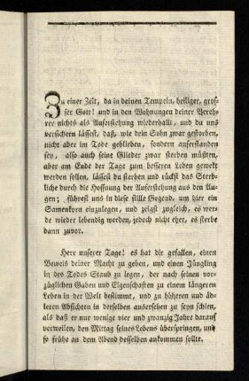 Zu einer Zeit, da in deinen Tempeln, ...