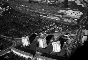 Freiburg: Drei Hochhäuser und Badischer Verlag, von Norden