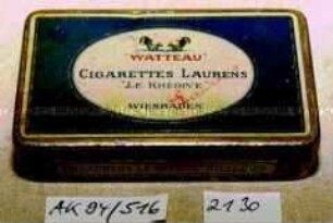 Blechdose für 10 Stück "'WATTEAU' CIGARETTES LAURENS 'LE KHEDIVE' WIESBADEN"